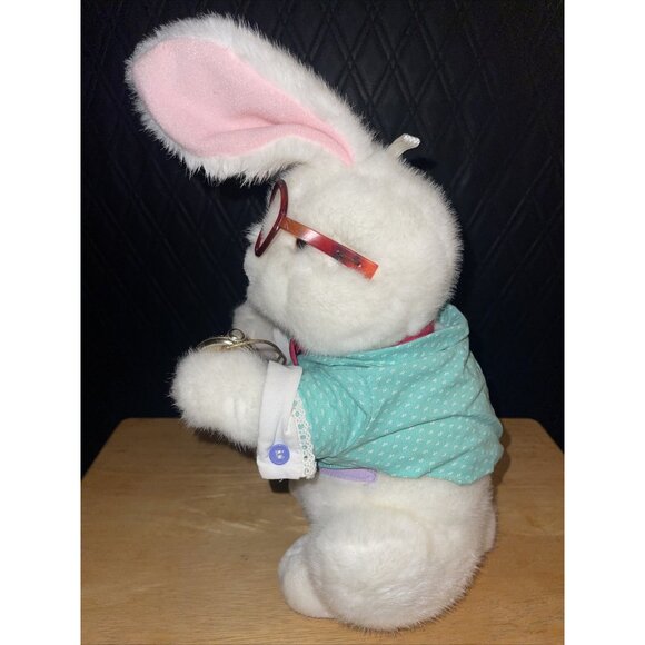 "The White Rabbit" Plush Stuffed Toy With Red Glasses & Pocket Watch - Picture 7 of 11